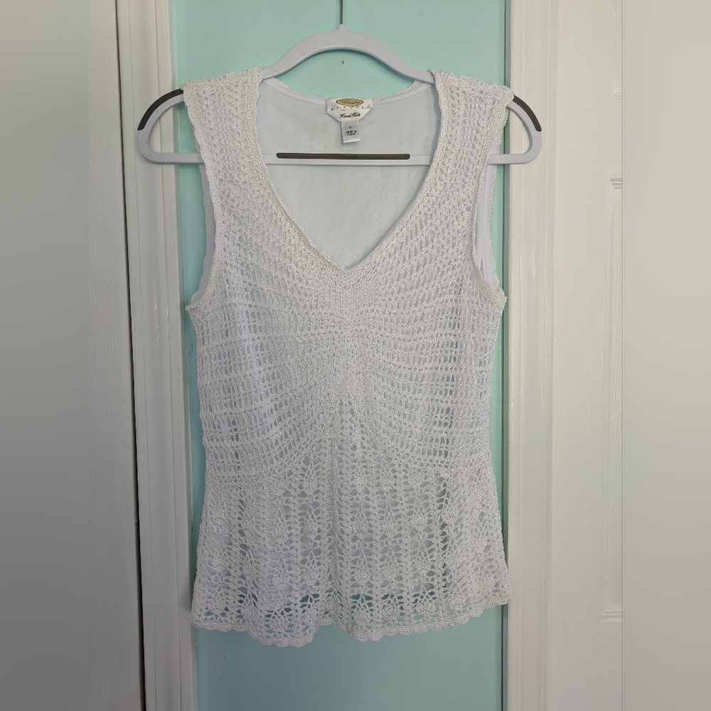 Talbots White Hand Knit Top